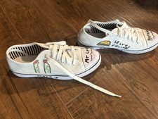 Women  s/girls Size 6 White shoes With Custom Art