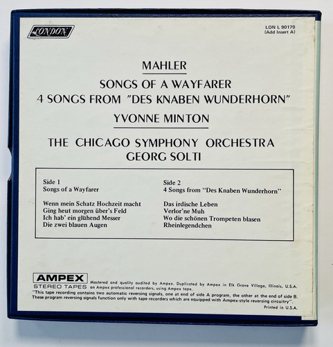 MAHLER~SONGS OF A WAYFARER • YVONNE MINTON •George Solti London 7½ ips Reel Tape - Picture 3 of 4