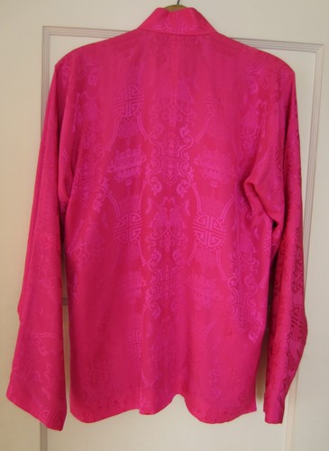 Shanghai Tang fuchsia silk Jacquard shirt/ jacket size 8 - Picture 2 of 11