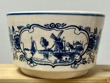 Vintage Delft Blauw  Blue Hand Painted Planter Bowl Windmill 5" Holland Pottery