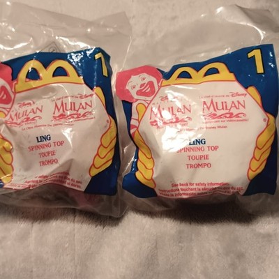 McDonald's Disney Mulan Ling Spinning Top Happy Meal Toy #1 1998 Lot of 2