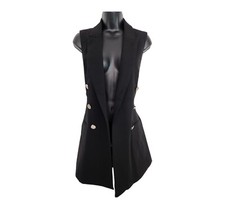 Womens Black Sleeveless Blazer Jacket, Size S/8