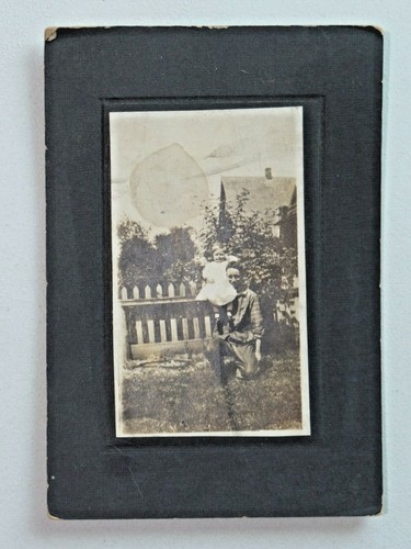 Cabinet Card Photos Lot of 2 Woman with Baby and Man with Baby in Yard A096 - Picture 3 of 5