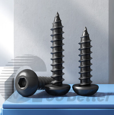 Pan Head Socket Self Tapping Screws Black Grade 8.8 Allen Key Tappers M3~M6