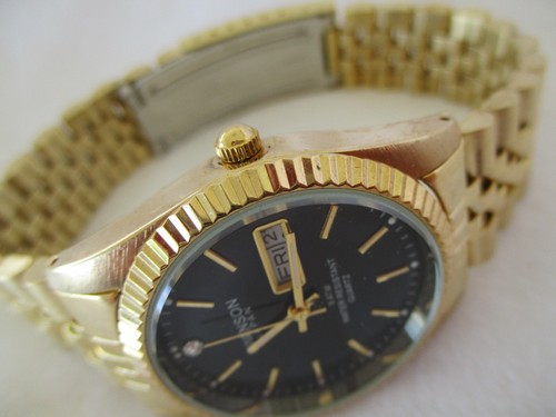 Reloj de pulsera Swanson tono dorado indicador de fecha de día resistente al agua 50M - Imagen 10 de 12