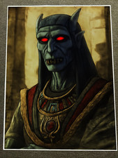 Undead Pharaoh with Glowing Red Eyes and Egyptian Necklace Poster 18x24in