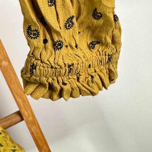 Seed Heritage Top Womens 8 Yellow Mustard Long Sleeve V-Neck Paisley - Picture 6 of 10