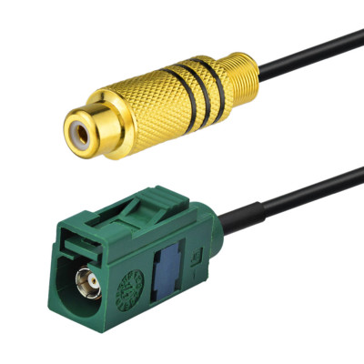 RCA Buchse auf Fakra E-Buchse grünes Zopfkabel RG174 Kabel 1M Extension Kabel
