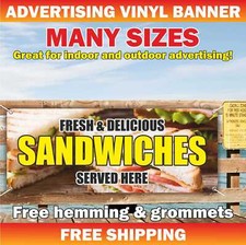 SANDWICHES Advertising Banner Vinyl Mesh Sign FRESH DELICIOUS Food Fair Truck