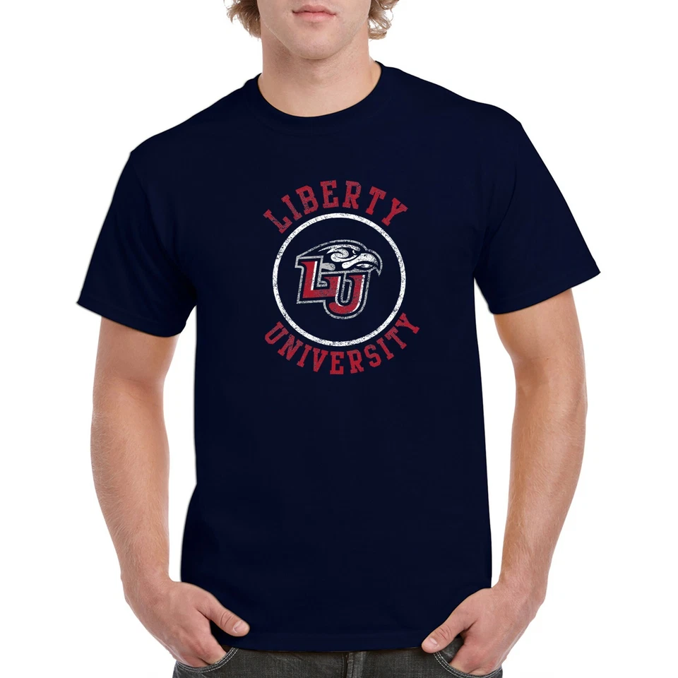 Liberty University Flames Distressed Circle Logo T-Shirt - Navy - Image 4 of 4