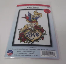Design Works LOVE TATTOO Counted Cross Stitch Kit 5" x 7"