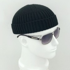 Men Knitted Hat Beanie Skullcap Sailor Cap Cuff Brimless Solid Color Fashion