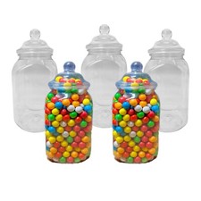 Square Plastic Sweet Jars Empty Balloon Storage Tub 995ml Wedding Party Candy 1L
