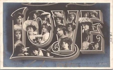 RPPC "LOVE" Lettering Made of Female studio Poses 1906