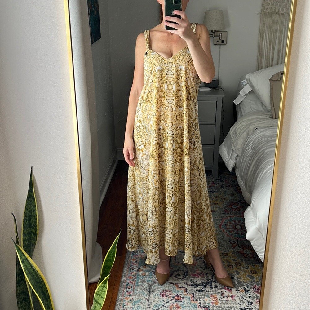 Forever 21 Maxi Dress Yellow Paisley Size Small | eBay