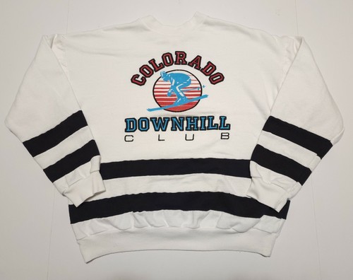 Vintage 1980s Colorado Downhill Club Ski Puff Print USA Kids XL Sweatshirt - Picture 2 of 4