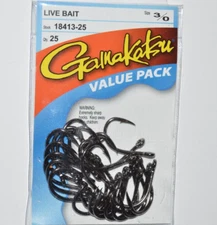 gamakatsu live bait hooks 3/0 value pack 18413-25 versatile strong saltwater
