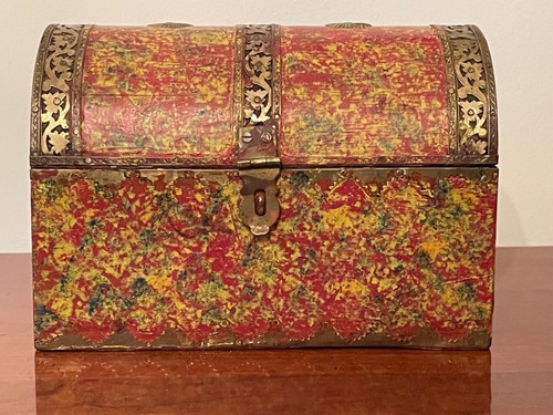 Vintage John Richard's Collection handbemalte Holzkuppelbox/Kofferraum Indien - Bild 4 von 21
