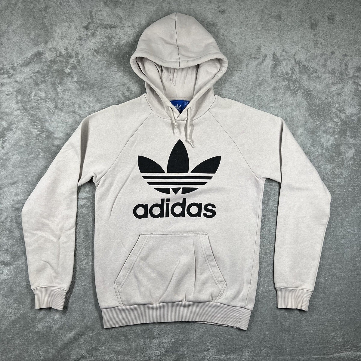 Adidas Hoodie Tre Foil Logo Graphic Pullover Sweatshirt Adult Men’s Small  Flaw