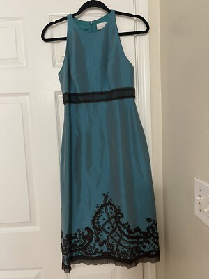Badgley Mischka Teal & Black Embroidered Dress $495 | eBay Badgley Mischka Teal & Black Embroidered Dress $495 | eBay