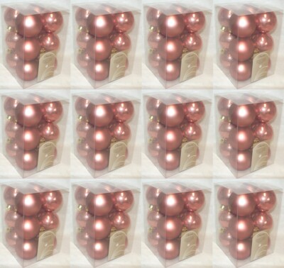 12 x 12 Luxus bruchsichere Weihnachtskugeln Baumschmuck Rosenholz rostrosa
