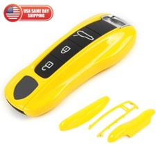 3pcs Set 17-24 Porsche Panamera Cayenne Yellow Key Fob Side Shell Protect Cover