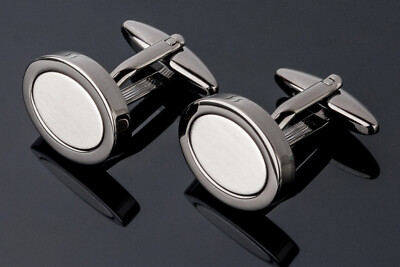 Manschettenknöpfe LINDENMANN, silberfarben / Gunmetal, im Etui, S0023