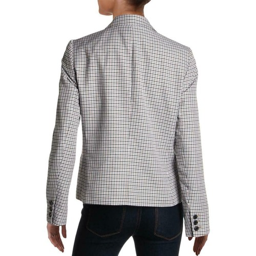 Bar III Women 4 Multi Plaid Houndstooth Long Sleeve Two Button Blazer Jacket NEW - Picture 2 of 3