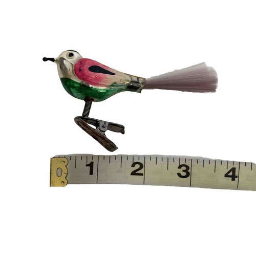 Vtg Blown Mercury Glass Bird Clip On Christmas Tree Ornament Germany Colorful - Picture 6 of 6
