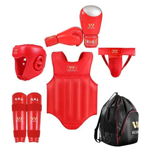 Sanda Gear Set per Uomo Donna 8 Pezzi Boxe Protezione MMA Ingranaggi Sanda Competizione - Foto 7 di 24