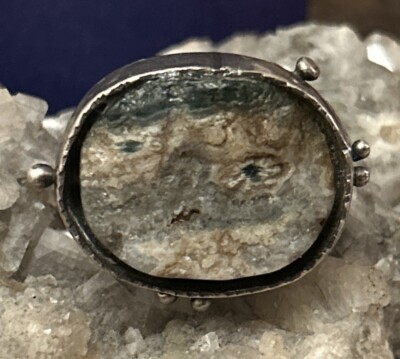 Vintage maßgeschneiderter grüner Kyanit Edelstein Sterlingsilber schwerer Ring Größe 8