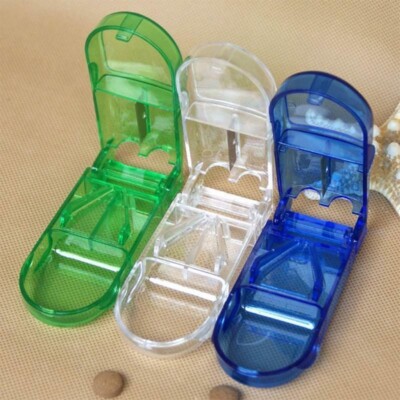 Pill Cutter Box and Splitter Stainless Steel Blade Dispenser Cuts Pills Tablets