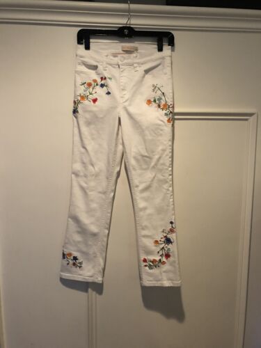 Tory Burch Carson Jeans bestickt Blumen Größe 24