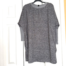 BAMBOOBOY~Heather Gray Fitted Cuffs Sleeves Stretch Loose Fit Sweater Dress Sz M