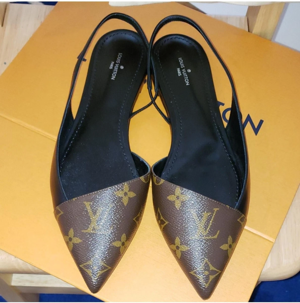 Louis Vuitton Slingback Monogram Black Shoe Mule Size 40=10US