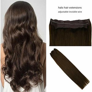 14inch 80g Dark Brown Invisible Halo Hair Weft Flip On Human Hair