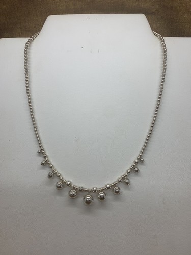 17 inch Sterling Silver Beaded Chain 