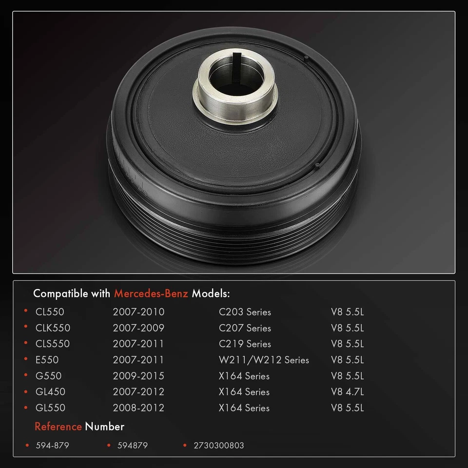 Equilibrador armónico de motor para Mercedes-Benz CL550 CLK550 CLS550 E550 G550 S550 Foto 2 de 4