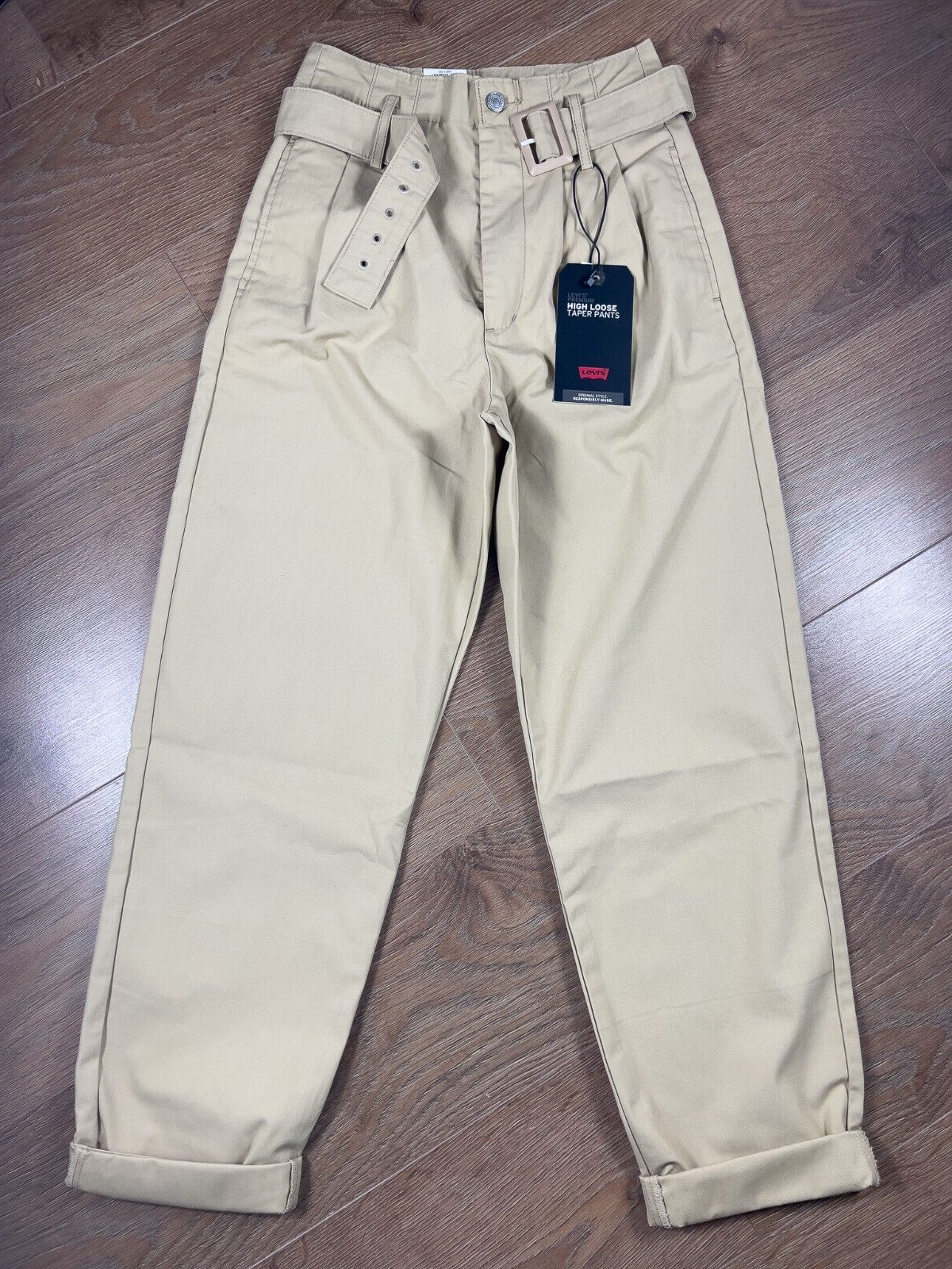 💥 Levi's tailor high loose tapered trousers with belt - beige - W24 L30