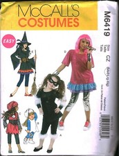 6419 McCalls SEWING Pattern Kids Halloween Costume Witch Pirate Rock Star Easy M
