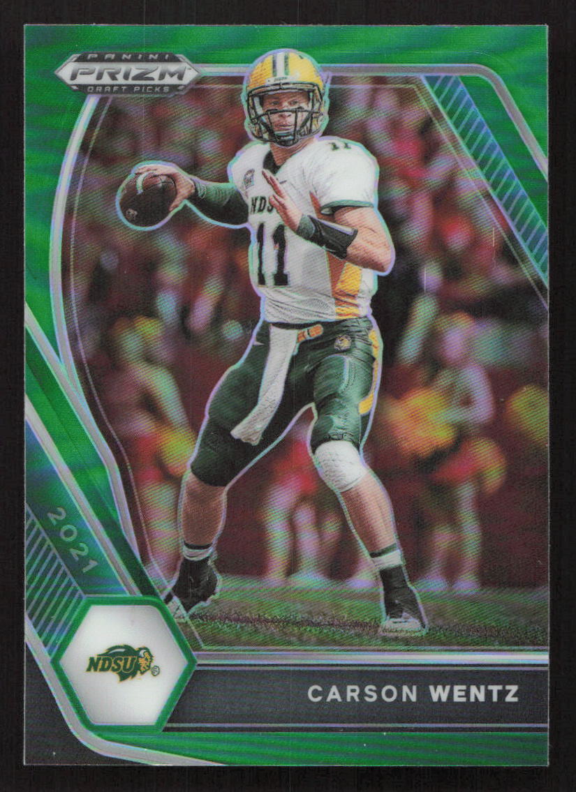 2021 Panini Prizm Draft Picks Collegiate Carson Wentz Green #13 Card