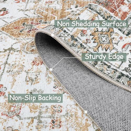 Ultra-Thin Washable Entryway Rug 2x3 Rug, Small Kitchen 2' x 3' Beige/Gold - Foto 2 di 7
