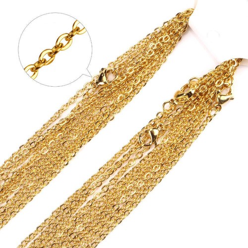 Venta al por mayor Collares de cadena de eslabones en O de acero inoxidable chapados en oro de 18k 100 un. - Imagen 2 de 3