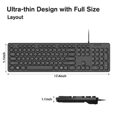 cimetech Wired USB Keyboard, Low-Profile Full Size Computer Keyboard