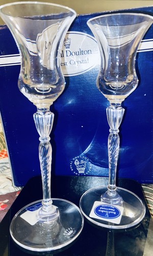Pair Crystal Candlestick Royal Doulton Oxford 7 1/2" Austrian Crystal NEW in Box