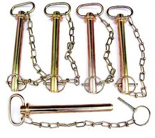 5 GOLIATH INDUSTRIAL 3/4" TRACTOR PINS SAFETY CHAIN WAGON TRAILER HITCH HP34WC