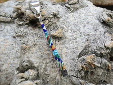 Multi Gemstone Unisex Micro Inlay Sterling Silver 925 Stick Bar Pendant AM96