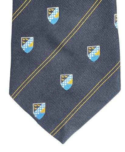 Vintage Crimplene tie by Lebrett heraldic crest poss school college 1950s 1960s - 第 1/4 張圖片