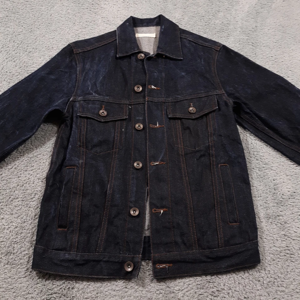 Chaqueta de mezclilla con ribete The Unbranded Brand UB901 para hombre talla pequeña peso pesado Foto 2 de 4