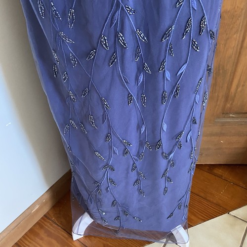 NEW Vintage BOB MACKIE Boutique Size 8 Blue Bead Floral Long Evening Dress Gown - Picture 5 of 11